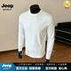 JEEP SPIRIT男士2026秋季新款半高領打底衫商務休閑長袖T恤上衣 白色 M 身高165左右