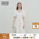 Teenie Weenie小熊女裝時尚簡約風夏季溫柔風優雅方領泡泡袖白色連衣裙 象牙白 S