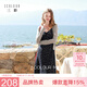 三彩2026春季新款法式亂麻碎花裙V領吊帶裙A字連衣裙無袖長裙M