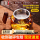 雅集玻璃公道杯帶不銹鋼過(guò)濾茶漏網(wǎng)套裝木把荷花金銀燒分茶器360ml