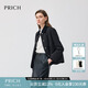 PRICH【三防+中空保暖】時尚燈芯絨拼接翻領(lǐng)菱格棉服冬女 19黑色 S 160