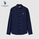 U.S. POLO ASSN.[100%棉]襯衫男長袖秋季商務休閑白色純棉襯衣男士外套高端上衣