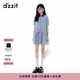 DZZITdzzit地素連衣裙25夏新款藍色格子小翻領航海穿搭裙子女 深藍色（連衣裙) S