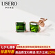 伊彩珠寶 天然綠碧璽耳釘18k金南非鉆石鑲嵌耳飾寶石耳墜耳環(huán) 3.5克拉 綠碧璽耳釘一對（配K金硅膠耳堵一對）