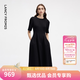 朗姿【精英衣櫥 Basic衣櫥】小香風赫本風波點小黑裙女收腰高智連衣裙 黑色3 L