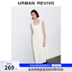 UR2026春季新款女裝氣質復古U型領褶皺收腰連衣裙UWM760056+ 本白 S