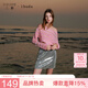 三彩2026春夏季新款條紋針織衫圓領長袖寬松罩衫休閑潮流女