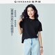佐丹奴（Giordano）T恤女純棉親膚氣質(zhì)小衫女舒適寬松小高領(lǐng)t恤女短袖05322396