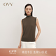 OVV【黃金羊毛】秋冬熱賣女裝舒彈半高領無袖針織背心 咖啡色 M