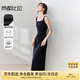 尚都比拉法式高級感連衣裙女秋季赫本風長款氣質(zhì)A字裙抽褶收腰顯瘦背帶裙