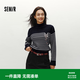 森馬|森柔毛衫商場(chǎng)同款中國(guó)國(guó)家地理系列毛衣女2024冬新款條紋衫 藍(lán)白色調(diào)00381 XL