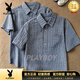 花花公子（PLAYBOY）通勤穿搭格子短袖襯衫男裝2026夏季寬松休閑襯衣半袖上衣 藏青【專柜品質】 M 90-125斤【專柜品質】