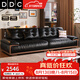 DDC中古風黑桃北美黑胡桃木實木沙發客廳家具親友2026年新款真皮沙發 2.4M直排【實木胡桃紋底框】 旗艦版【接觸面生態牛皮+松木框架】