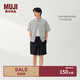 MUJI 男式 漢麻混 短袖襯衫男士襯衣男裝26年夏季男款上衣 AC17CC6S 藏青色格紋 S （165/84A）