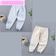 紛資言新生兒童開(kāi)襠褲夏季男女寶寶開(kāi)檔秋褲新生兒衣服春秋夏季長(cháng)褲 土黃色＋天藍色 90 建議身高90CM左右
