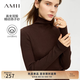 AMII女裝2025冬季新款高領純色修身高彈保暖全羊毛衫毛衣女 咖色（高領） M (160)
