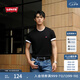 Levi's李維斯情侶同款美式復古簡約休閑時尚寬松LOGO印花短袖T恤 黑色 L