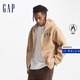 蓋璞（GAP）男女裝毛氈布logo仿羊羔絨連帽衛衣外套609272 卡其色 M (170/92A) 亞洲尺碼