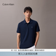 Calvin KleinJeans夏季男女同款情侶商務休閑ck純棉珠地網眼純色短袖T恤POLO CEF-藏藍 L
