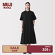 MUJI 女式 涼感 短袖襯衫連衣裙 女裝裙子長裙 26年夏季 BC2Q7C6S 黑色 M （160/84A）