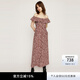 moussy&sly2026夏季新品海邊度假風優雅碎花一字肩連衣裙038JSX33-1004 混合棕色067 S