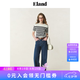 ELAND衣戀針織T恤女學(xué)院風(fēng)撞色寬條紋設(shè)計(jì)短袖上衣夏季新款 象牙白/白色(39)Ivory L