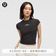 lululemon丨女士棉混紡短款短袖 T 恤 *學院風 LW3IX2S 黑/淺象牙白 線上專享 M