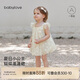 babylove女寶寶連衣裙夏季網紗蓬蓬裙嬰兒裙子甜美可愛飛袖外出公主裙