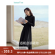 茵曼（INMAN）2025秋冬女裝新款燈芯絨連衣裙新品長袖休閑針織禮服中長裙子 午夜黑-18348357H1 XL