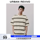 UR2026夏季新款男裝簡約撞色條紋圓領寬松短袖T恤UMB460004 米白條紋 M