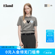 ELAND衣戀【青藤衫】100%棉毛衣女短袖菱格短款套頭針織T恤26春夏新款 灰色(15)Grey M /165