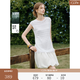 ELLE【留白莊園】鏤空拼接無袖連衣裙女2026春新款優雅花苞背心裙 白色 S
