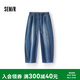 森馬（Semir）牛仔褲女夏季純棉松緊腰彎刀褲寬松2026松弛感九分褲109326124005
