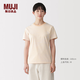 MUJI 女式 天竺編織 圓領短袖T恤 上衣女款26年春季女裝 BB2SBA6S 橙色條紋 L 165/88A