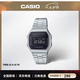 卡西歐（CASIO）復古小方塊手表 黑客帝國防水男士商務小黑表 男款腕表七夕禮物 A168WEM-1P 銀黑反顯