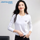 真維斯（Jeanswest）長(cháng)袖T恤女春秋純棉小清新印花設計感時(shí)尚百搭圓領(lǐng)上衣女白色M