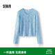 森馬（Semir）騏驥紅色毛衣女2026新顯瘦短款鏤空挑花新年開衫上衣109126106002