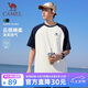 駱駝（CAMEL）寬松休閑短袖T恤男女情侶款棉感上衣 C36BAVLR084 暖白/藍 L