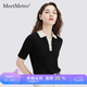 MeetMetro瑪依爾學(xué)院風(fēng)減齡針織T恤女2026夏季新款修身短袖上衣 黑色 M