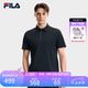 FILA 斐樂官方男子針織短袖POLO衫2026秋季新款休閑舒適涼感上衣 深黑-BK XL 180/100A/XL