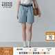 Teenie Weenie小熊女裝夏裝高腰簡約休閑牛仔短褲寬松A字牛仔褲子 淺藍色 S (160)