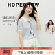紅袖（hopeshow）POLO領(lǐng)針織衫2026夏季新款女裝撞色絲巾獨(dú)特漂亮miu系氣質(zhì)上衣 淺粉藍(lán)401 M