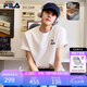 FILA【易烊千璽同款】貓咪T恤丨卡通刺繡短袖26夏季情侶同款T上衣 云菇白-WT L 175/96A/L