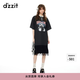 DZZIT地素拼接t恤連衣裙夏季朋克小熊潮酷設(shè)計(jì)女 黑色 XS