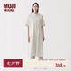 MUJI 女式 涼感 短袖襯衫連衣裙 女裝裙子長裙 26年夏季 BC2Q7C6S 象牙色格紋 S （155/80A）