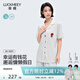 幸棉（LUCKMEEY）【云旗郝熠然同款】有錢花系列圓點條紋萊賽爾棉家居服套裝 女款淺霧灰  短袖長褲 M