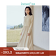 茵曼（INMAN）2025秋冬女裝新款燈芯絨連衣裙新品長(zhǎng)袖休閑針織禮服中長(zhǎng)裙子 淡香杏-18348357H1 S