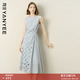 顏域天絲設計感氣質(zhì)連衣裙女2026春新款輕奢高級感收腰格子背心裙 灰色 M