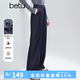 百圖（betu）女裝冬季新款休閑褲抓絨仿牛仔撞色跡線松緊腰褲子2510X03 深牛仔藍 （尺碼偏大，建議拍小一碼） XS