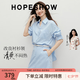 紅袖（hopeshow）法式小資穿搭連衣裙2026夏季新款女裝松緊腰花苞中袖V字領(lǐng)短裙子 淺粉藍(lán)401 S